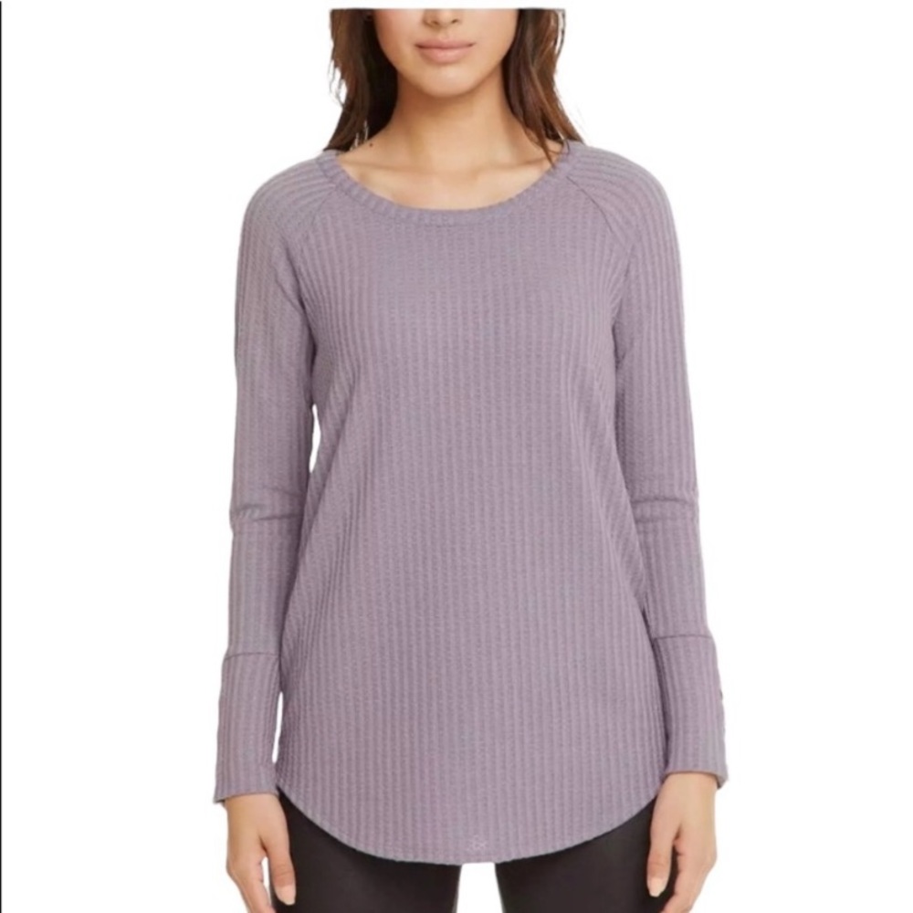Chaser lavender waffle knit long sleeve thermal button cuff sleeve - Picture 2 of 11